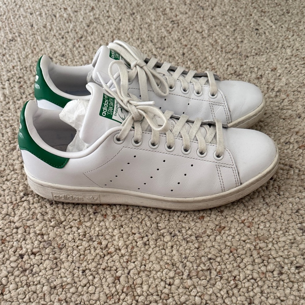 Adidas Stan Smith White and Green Sneakers